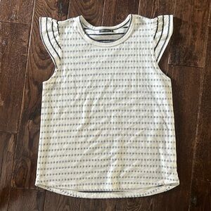 Staccato Black and White Flutter Sleeve Knit Top Size Medium